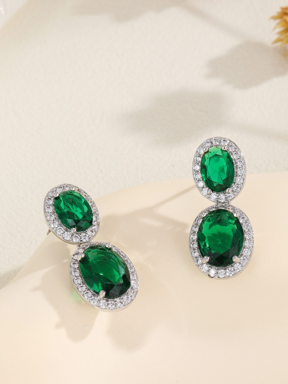 Oval Color Zircon SATINE Popular Fashion Earrings Advanced - Image 2