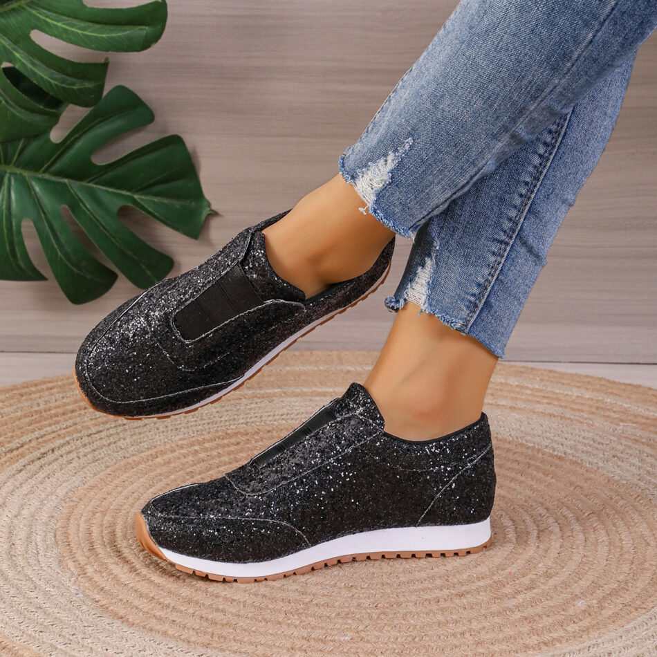 Gold Sliver Sequined Flats New Fashion Casual Round Toe Slip-on Shoes Women Outdoor Casual Walking Running Shoes - Image 6