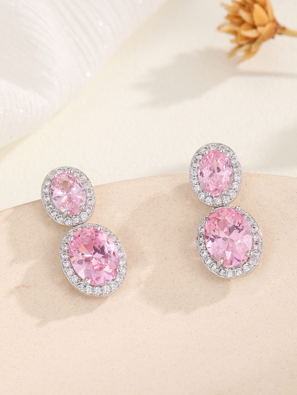 Oval Color Zircon SATINE Popular Fashion Earrings Advanced - Image 3