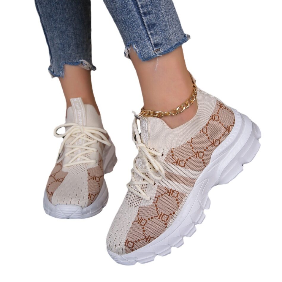 Women's Breathable Canvas Sneakers Mesh Lace Up Flat Shoes Fashion Casual Lightweight Running Sports Shoes - Image 6