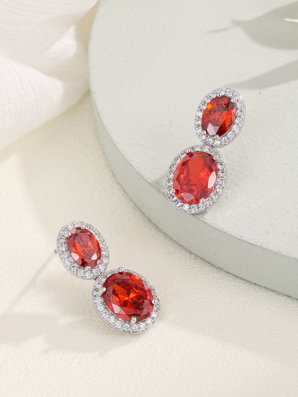 Oval Color Zircon SATINE Popular Fashion Earrings Advanced - Image 6