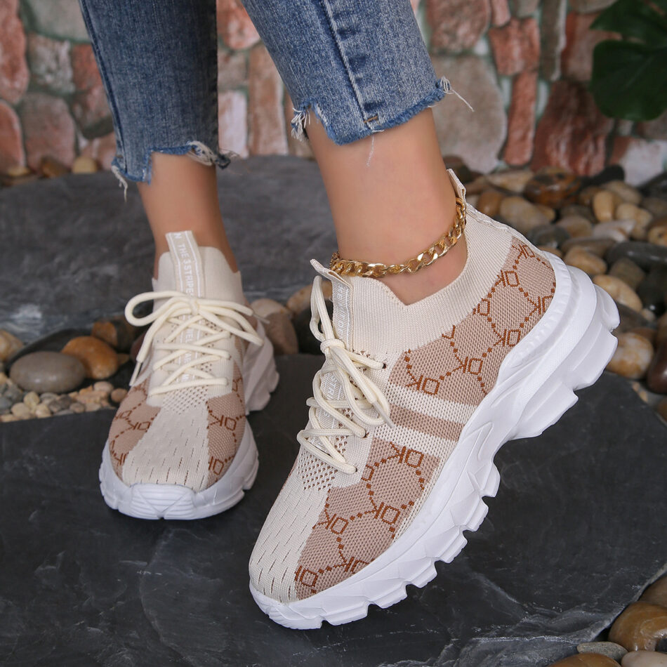 Women's Breathable Canvas Sneakers Mesh Lace Up Flat Shoes Fashion Casual Lightweight Running Sports Shoes - Image 4