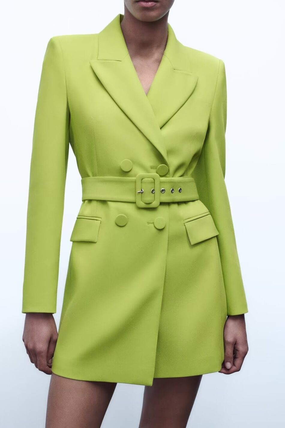 Spring Long Sleeve Collared Waist Tight Waistband Long Blazer Dress