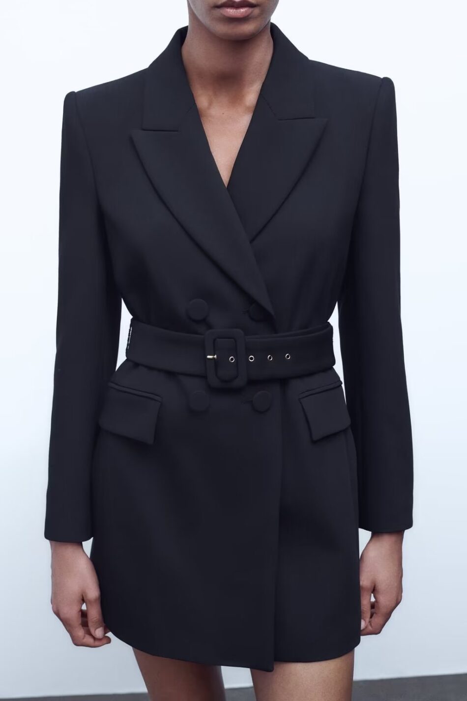 Spring Long Sleeve Collared Waist Tight Waistband Long Blazer Dress - Image 3