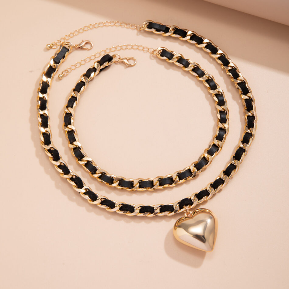 Big Love Double-layer Chains Design Necklace Women Street Punk Style Necklace Fashion Jewelry - Image 3