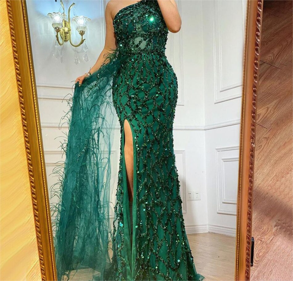 Color Sequined Fairy Long Sleeveless Slim Mid-Length Evening Dress - Image 3