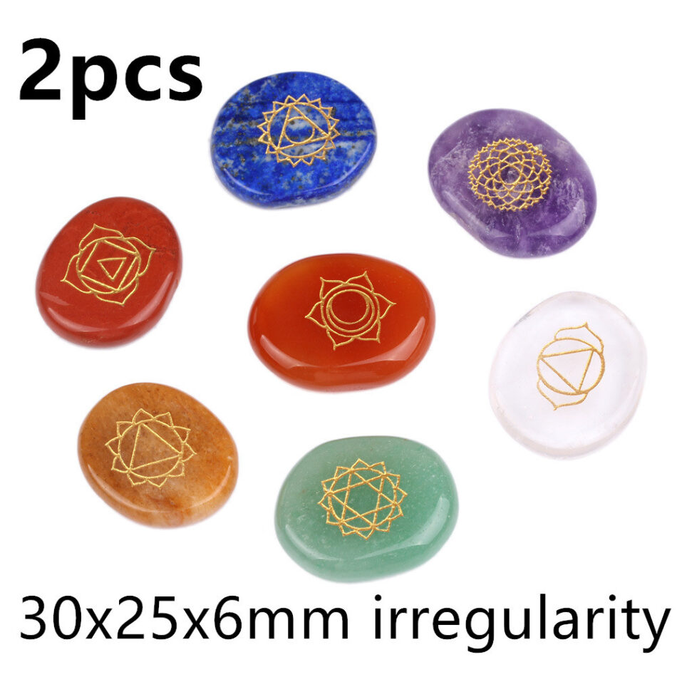 7 Chakras Natural Pocket Palm Stones - Image 3