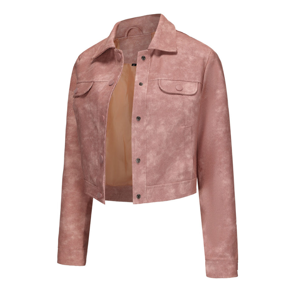 Spring Autumn Thin Leather  Multi Pocket Cardigan Casual Jacket Popular Daily Coat - Image 4