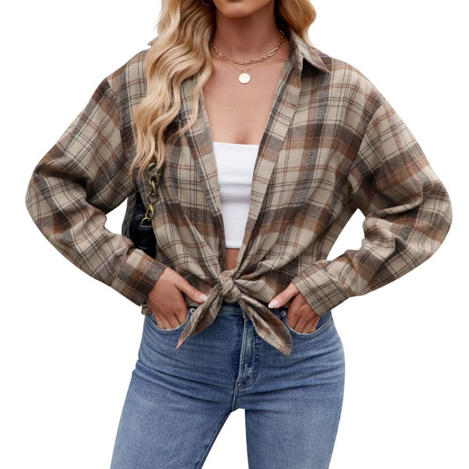 Casual Fashion Street Loose Plaid Shirt For Women - Image 4